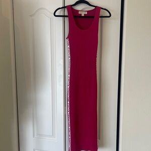 Michael Kors Fuchsia Sleeveless  ribbed Midi Dress